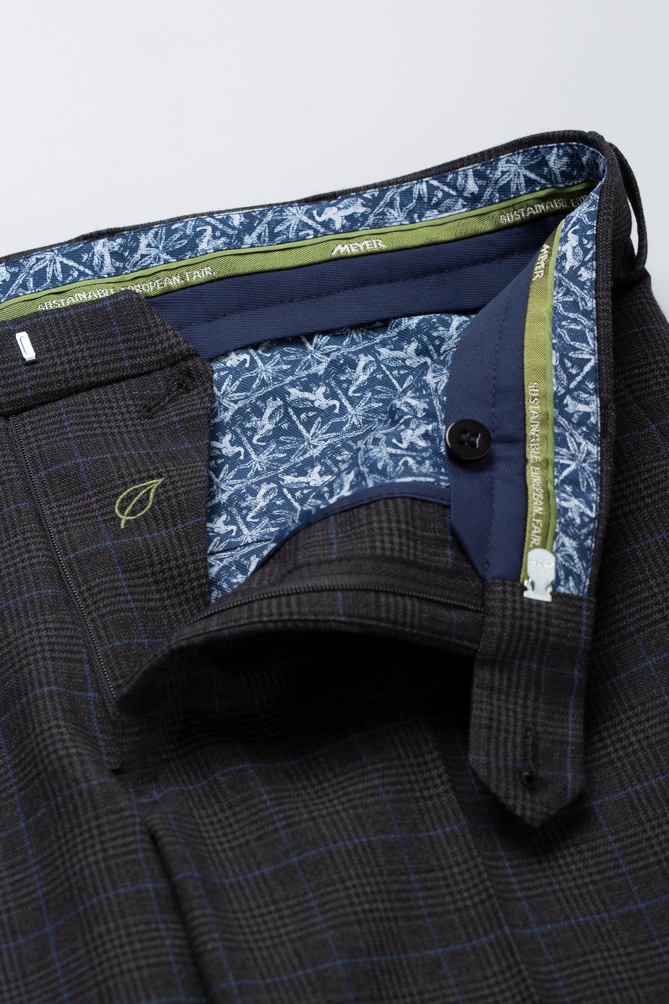 Grey Check Trousers Regular Leg
