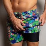 Load image into Gallery viewer, Indigo Jungle Swim Shorts
