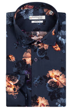 Load image into Gallery viewer, Giordano Modern Fit Shirt Big Flower Print Navy
