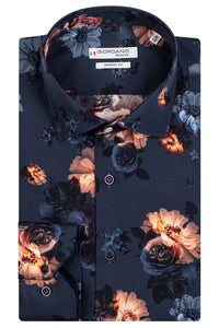 Giordano Modern Fit Shirt Big Flower Print Navy