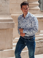 Load image into Gallery viewer, Cobalt Flower Lines Shirt
