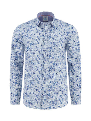 Cobalt Flower Lines Shirt