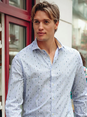 Blue Van Gogh Print Shirt