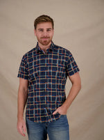 Load image into Gallery viewer, Navy Line Grid Print Shirt
