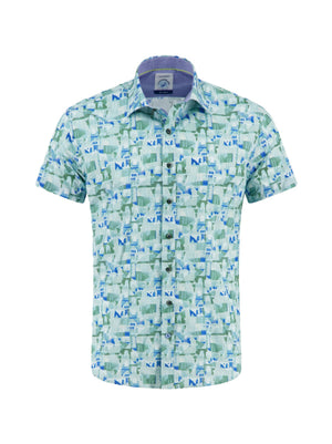 Olive Abstract Print Shirt