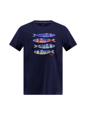 Navy Fish Print T-Shirt
