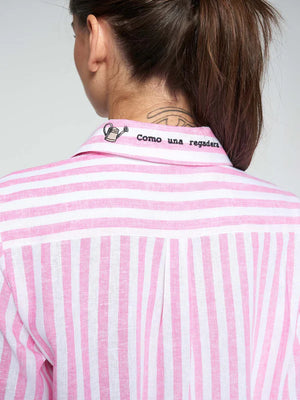 Pink Embroidered Flowers Shirt