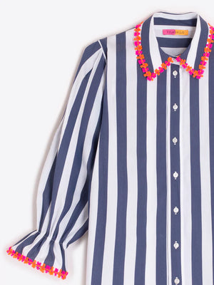 Navy and White Striped Shirt