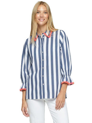 Navy and White Striped Shirt