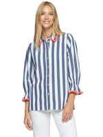 Load image into Gallery viewer, Navy and White Striped Shirt
