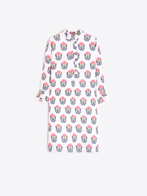 Pink Floral Linen Dress
