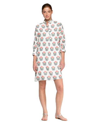 Pink Floral Linen Dress