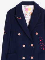 Load image into Gallery viewer, Navy Love Embroidered Coat
