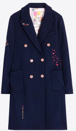 Load image into Gallery viewer, Navy Love Embroidered Coat
