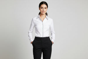 White Blouse Contrast Piping