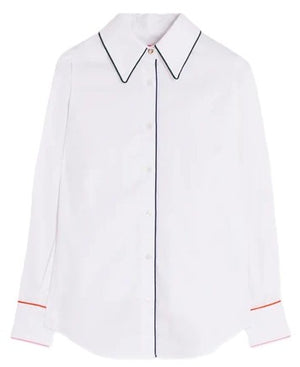 White Blouse Contrast Piping