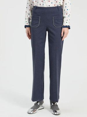 Navy Ponte Roma Denim Trousers