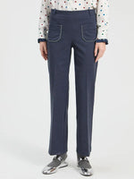 Load image into Gallery viewer, Navy Ponte Roma Denim Trousers
