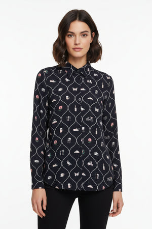 Navy Brasserie Print Shirt