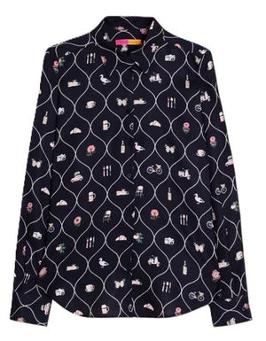 Navy Brasserie Print Shirt