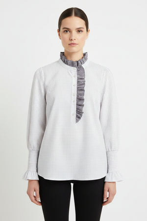 White Two Tone Check Shirt