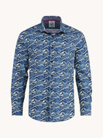 Load image into Gallery viewer, Blue Wave Print Shirt
