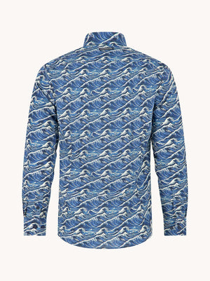 Blue Wave Print Shirt