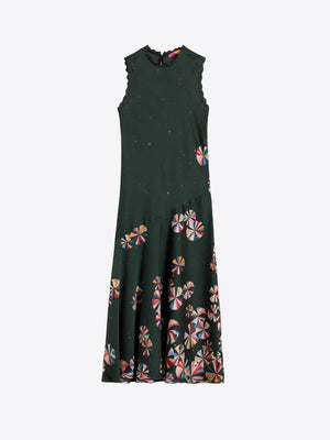Green Floral Geometric Print Dress