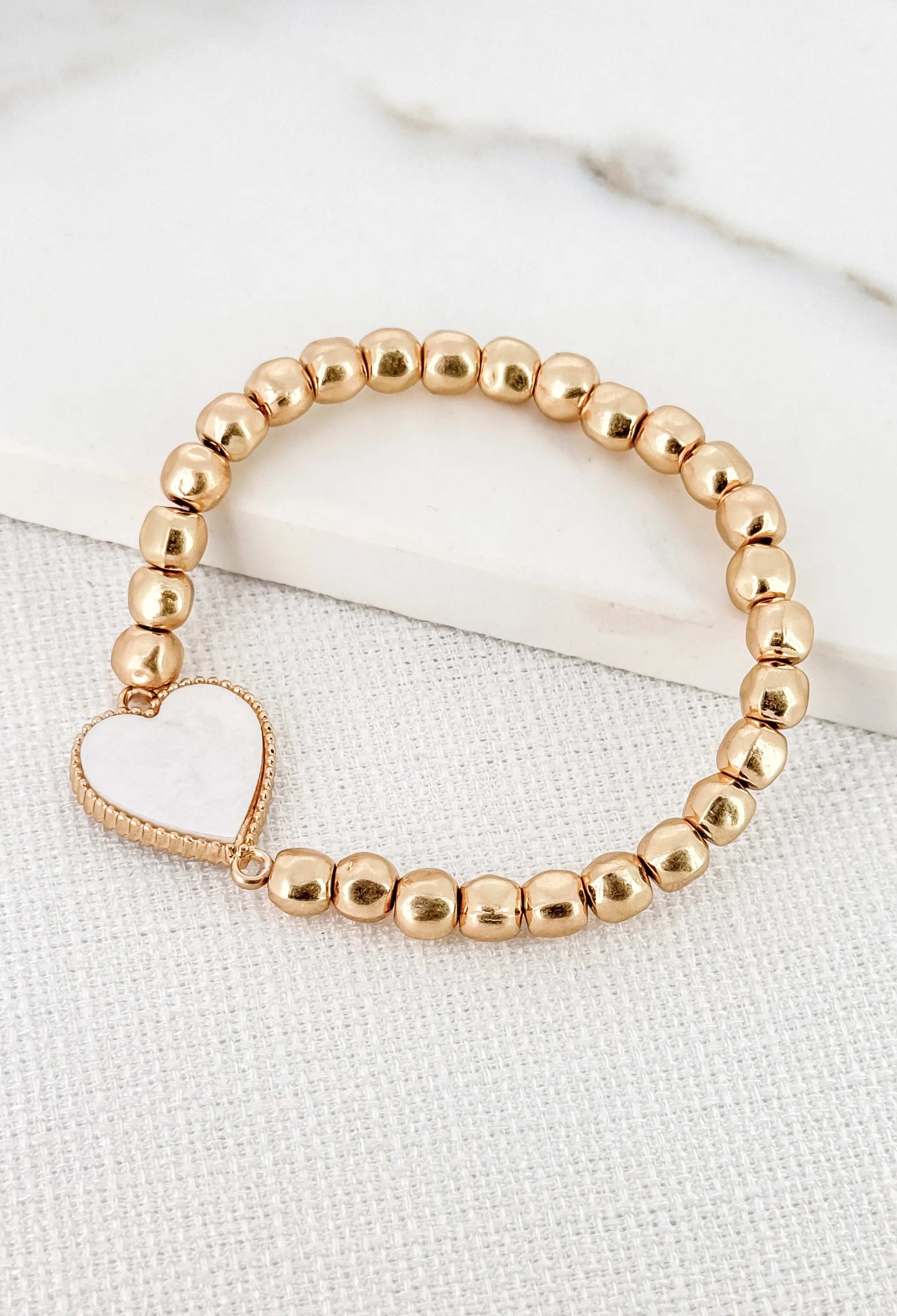 Gold Bracelet White Heart