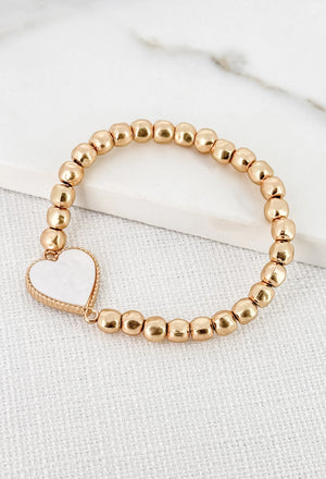 Gold Bracelet White Heart