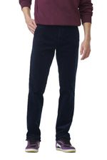 Load image into Gallery viewer, Navy Corduroy Trousers Regular Leg

