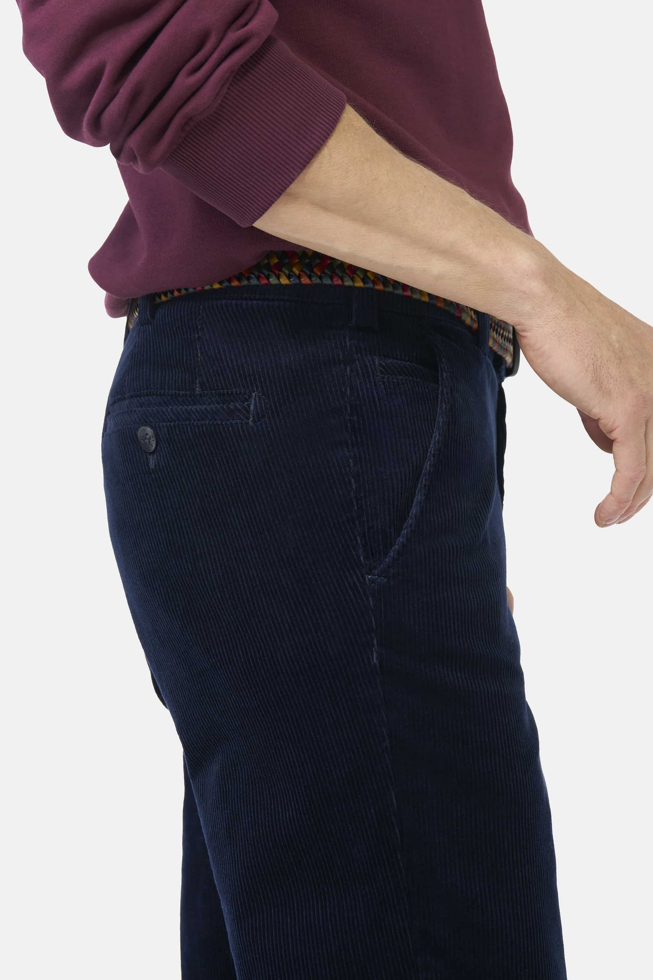 Navy Corduroy Trousers Regular Leg