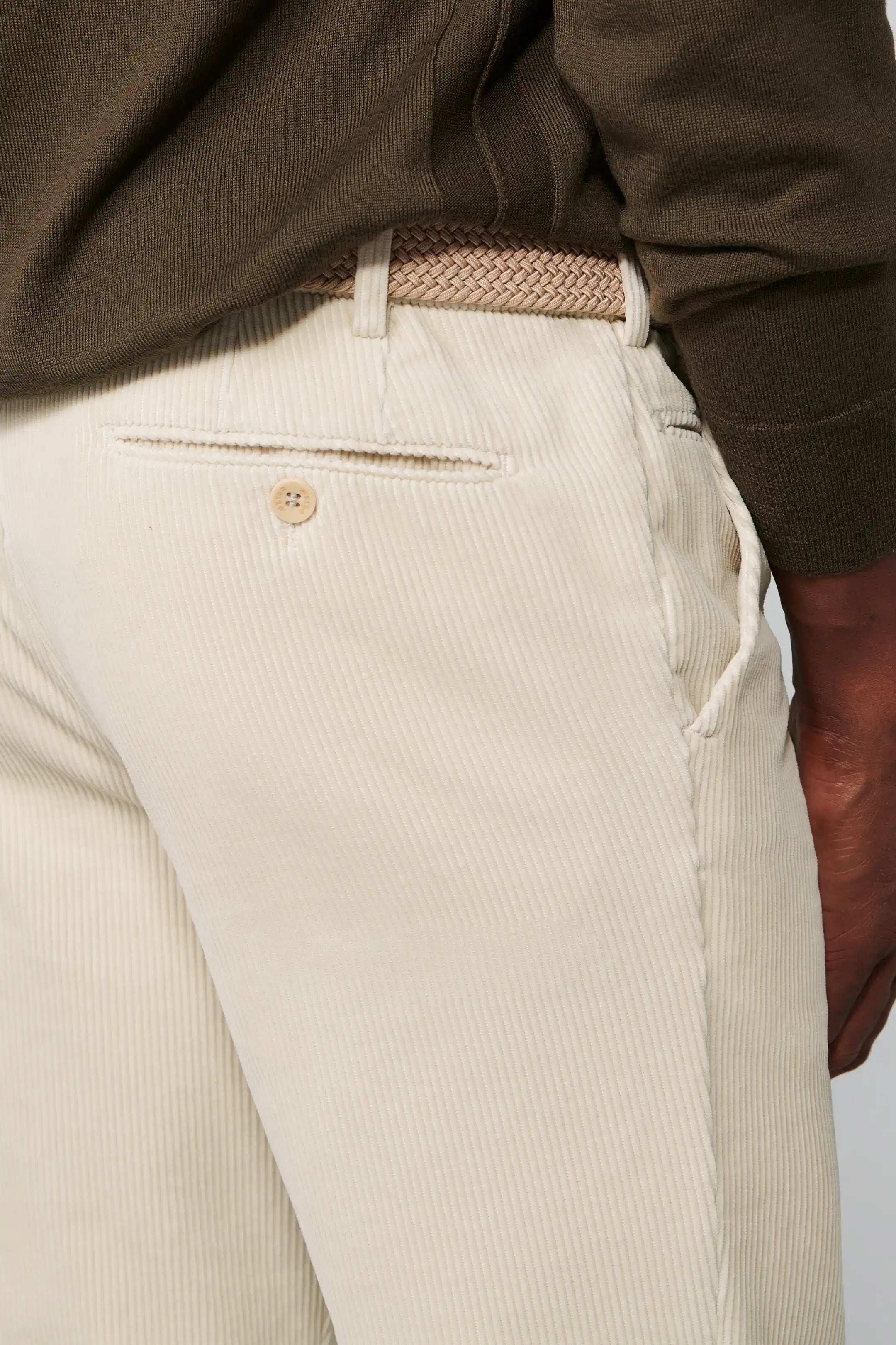 Beige Corduroy Trousers Regular Leg