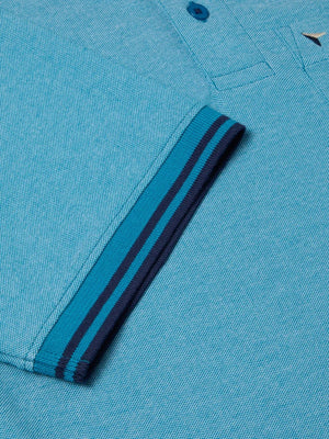 Teal Contrast Trim Polo Shirt