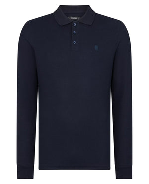 Navy Long Sleeve Polo Shirt