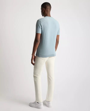 Blue Waffle Knit T-Shirt