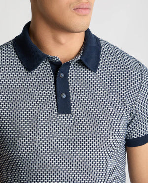 Navy Weave Stretch Polo Shirt