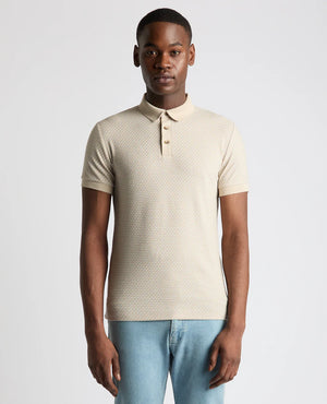 Beige Weave Stretch Polo Shirt