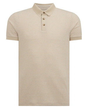 Beige Weave Stretch Polo Shirt