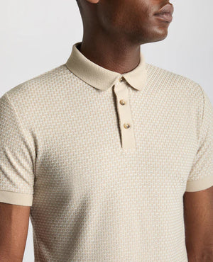 Beige Weave Stretch Polo Shirt