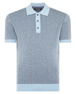 Load image into Gallery viewer, Blue Plaited Knit Polo Shirt
