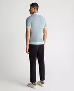 Load image into Gallery viewer, Blue Plaited Knit Polo Shirt
