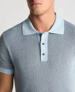 Load image into Gallery viewer, Blue Plaited Knit Polo Shirt
