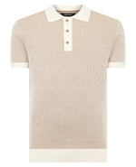 Load image into Gallery viewer, Cream Plaited Knit Polo Shirt
