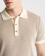 Load image into Gallery viewer, Cream Plaited Knit Polo Shirt
