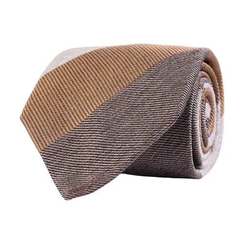 Beige Block Stripe Tie