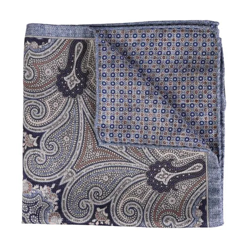 Blue Double Silk Pocket Square