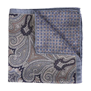 Blue Double Silk Pocket Square