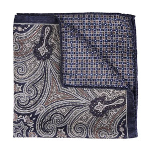 Navy Double Silk Pocket Square