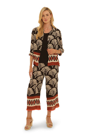Black Fan Border Culottes
